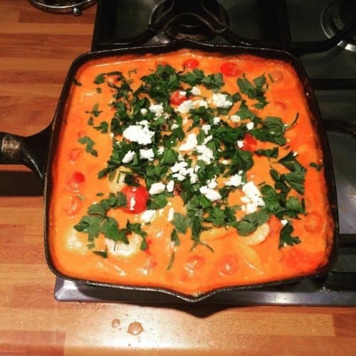 Mythos — Garides saganaki
